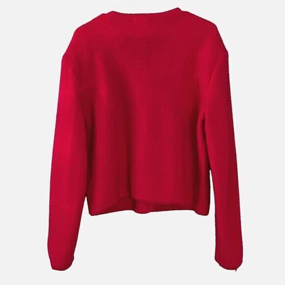 Talbots Womens 100% Wool Cardigan Button Front Long Sleeve Red Size 14 Classic - Picture 6 of 9